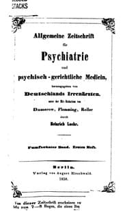 Tapa de Allgemeine Zeitschrift fuer Psychiatrie und Psychischgerichtliche Medizin