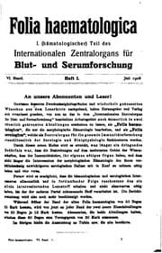 Tapa de Folia Haematologica: Internationales Magazin für klinische und morphologische Blutforschung