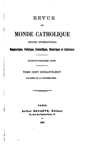Tapa de Revue du Monde Catholique