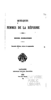 Tapa de Quelques femmes de la Réforme: recueil biographique.