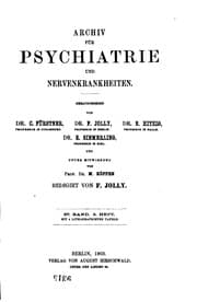 Tapa de Archiv fuer psychiatrie und nervenkrankheiten