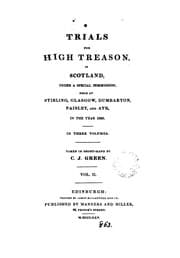 Tapa de Trials for high treason, in Scotland ... held at Stirling, Glasgow, Dumbarton, Paisley, and Ayr ...