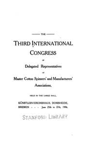 Tapa de The Third International Congress of Delegated Representatives of Master Cotton Spinners' and ...