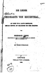 Tapa de Die lieder Neidharts von Reuenthal