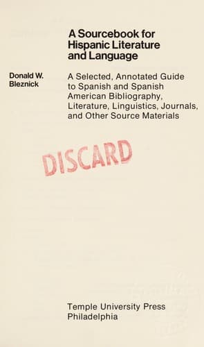 Tapa de A sourcebook for Hispanic literature and language