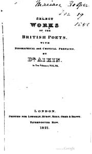Tapa de Select works of the British poets