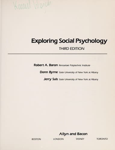 Tapa de Exploring social psychology