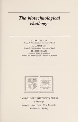 Tapa de The Biotechnological challenge