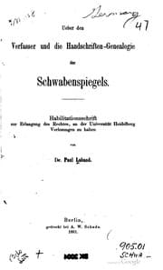 Tapa de Ueber den verfasser und die handschriften-genealogie des Schwabenspiegels ...