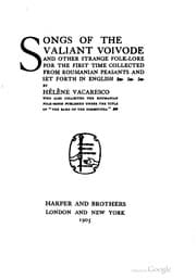 Tapa de Songs of the valiant voivode and other strange folklore, for the first time collected from Roumanian peasants and set forth in English