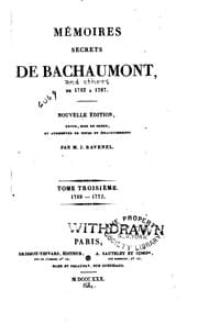 Tapa de Mémoires secrets de Bachaumont de 1762 à 1787