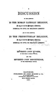 Tapa de A Discussion of the Question, Is the Roman Catholic Religion, in Any Or in ...