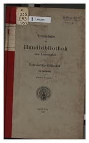 Tapa de Verzeichniss der Handbibliothek des Lesesaales der Universitäts-bibliothek zu Leipzig...