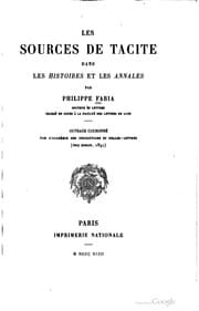 Tapa de Les sources de Tacite dans les Histoires et les Annales...