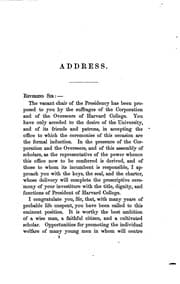 Tapa de Addresses at the Inauguration of Thomas Hill, D.D., as President of Harvard ...