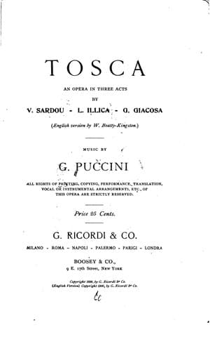 Tapa de Tosca: An Opera in Three Acts