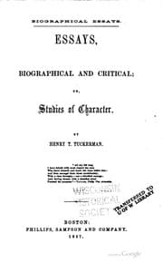 Tapa de Essays, biographical and critical
