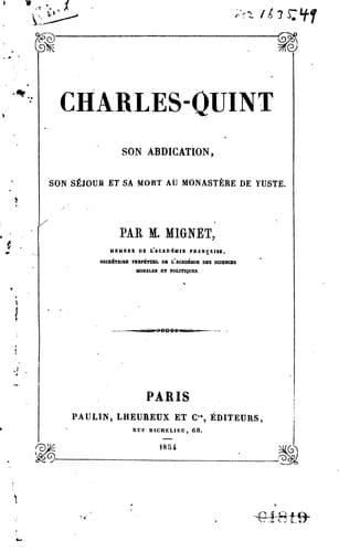 Tapa de Charles-Quint, son abdication