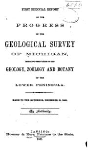 Tapa de First Biennial Report of the Progress of the Geological Survey of Michigan: Embracing ...
