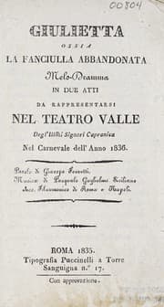 Tapa de Giulietta, ossia, La fanciulla abbandonata
