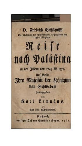 Tapa de D. Friedrich Hasselquists ... Reise nach Palästina in den jahren von 1749 bis 1752