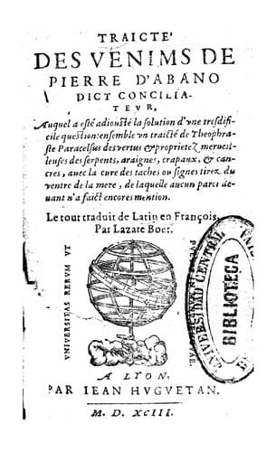 Tapa de Traicté des venims de Pierre d'Abano...