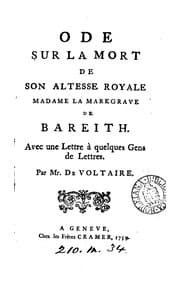 Tapa de Ode Sur La Mort De Son Altesse Royale De Bareith