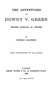 Tapa de The Adventures of Downy V. Green: Rhodes Scholar at Oxford