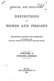 Tapa de Judicial and statutory definitions of words and phrases