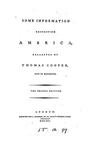Tapa de Some information respecting America
