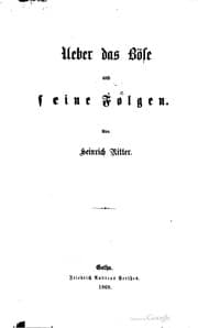 Tapa de Ueber das böse und seine folgen