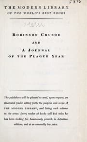 Tapa de Robinson Crusoe, and A journal of the plague year
