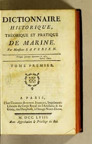 Tapa de Dictionnaire historique, théorique et pratique de marine