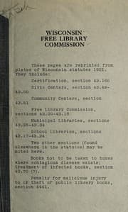 Tapa de Laws of Wisconsin relating to free public libraries and the Free Library Commission