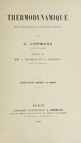 Tapa de Thermodynamique