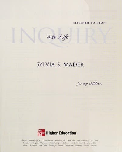 Tapa de Inquiry into Life (11th.ed.).