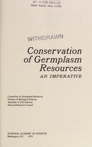 Tapa de Conservation of germplasm resources