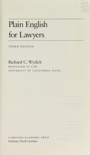 Tapa de Plain English for lawyers