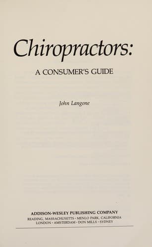 Tapa de Chiropractors, a consumer's guide