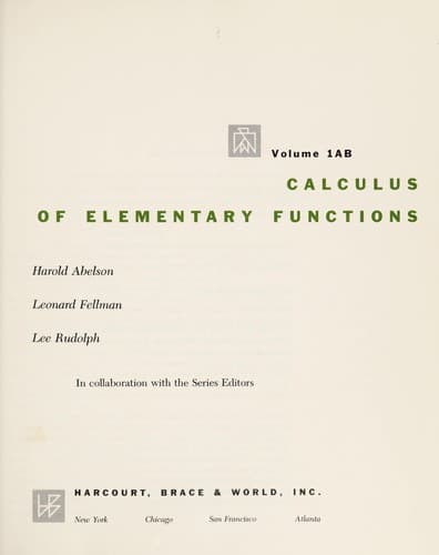 Tapa de Calculus of elementary functions