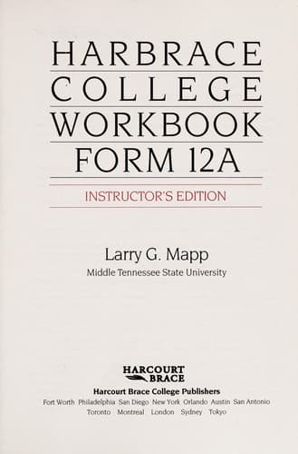 Tapa de Harbrace college workbook