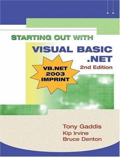 Tapa de Starting Out with Visual Basic.Net (2nd Edition) (Gaddis Series)
