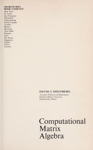 Tapa de Computational matrix algebra
