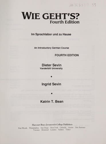 Tapa de Wie geht's? fourth edition