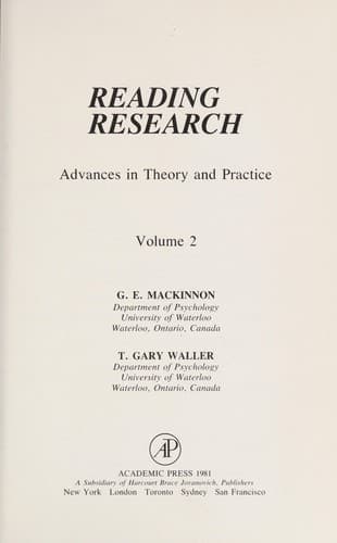 Tapa de Reading Research