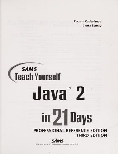 Tapa de Sams teach yourself Java 2 in 21 days