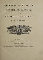 Tapa de Histoire naturelle des oiseaux d'Afrique