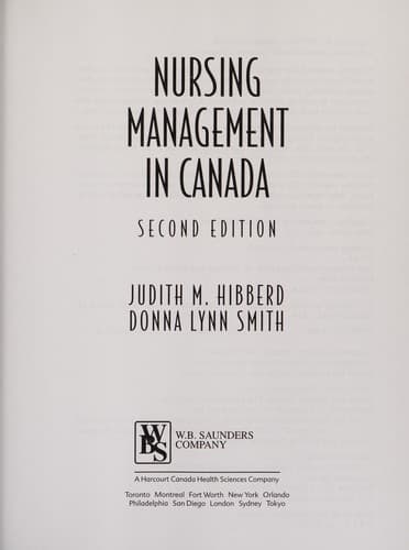 Tapa de Nursing management in Canada