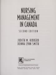 Tapa de Nursing management in Canada