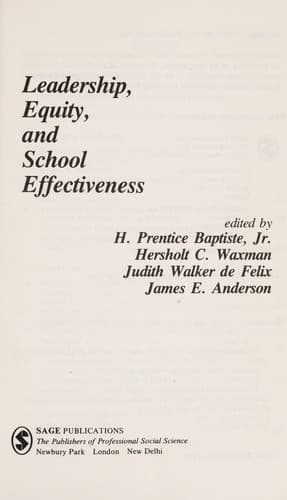 Tapa de Leadership, equity, and school effectiveness